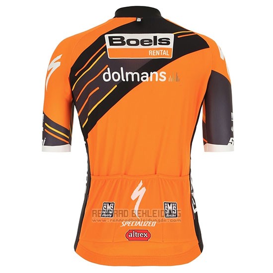 2019 Fahrradbekleidung Frau Boels Dolmans Orange Trikot Kurzarm und Tragerhose